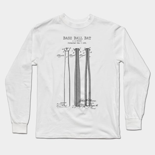 BASEBALL BAT patent Long Sleeve T-Shirt by Dennson Creative